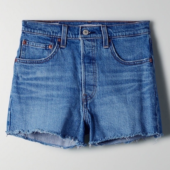 NEW Levi’s Ribcage High Rise Raw Edge Jean Shorts - Picture 10 of 12